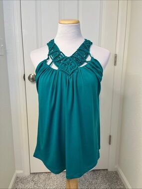 Papaya Teal Halter Tank Top
